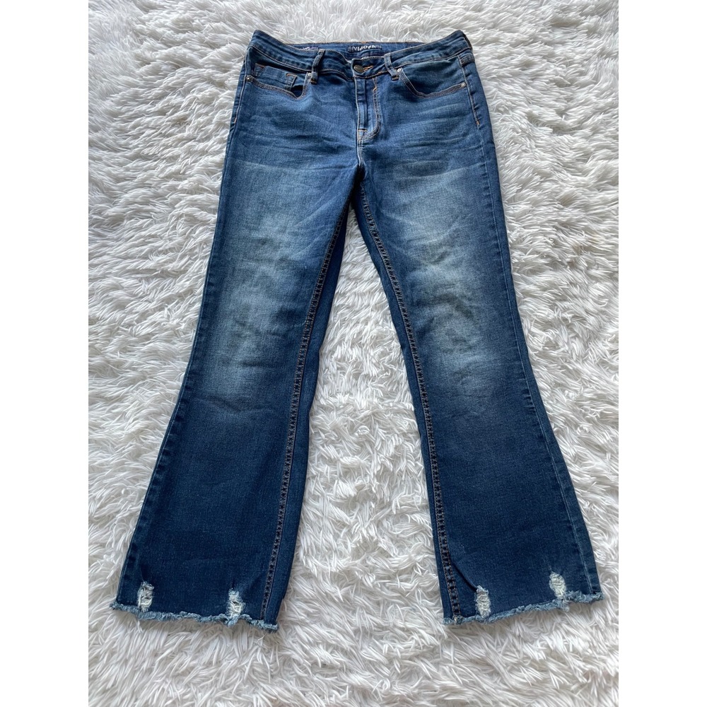 Vigoss Gwen Raw Hem Kick Flare High Rise Crop Jeans